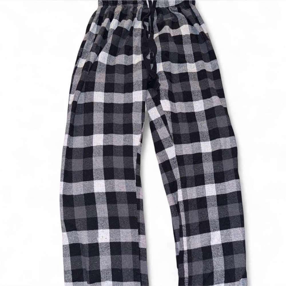 Kids Black and Gray Checkered Pajama Pants